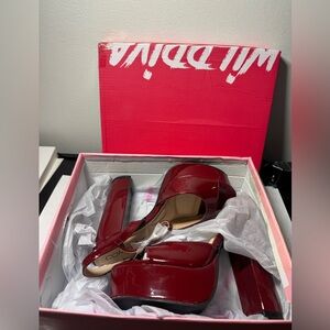 Wild Diva Burgundy Platform Heels